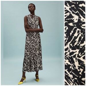 Jason Wu Size 2 Midi Dress 100% Silk Surplice Black/White Zebra Print Cocktail